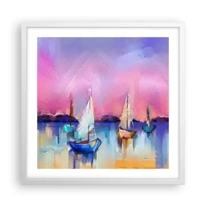 Plakát v bílém rámu - Směr: široké vody - 50x50 cm