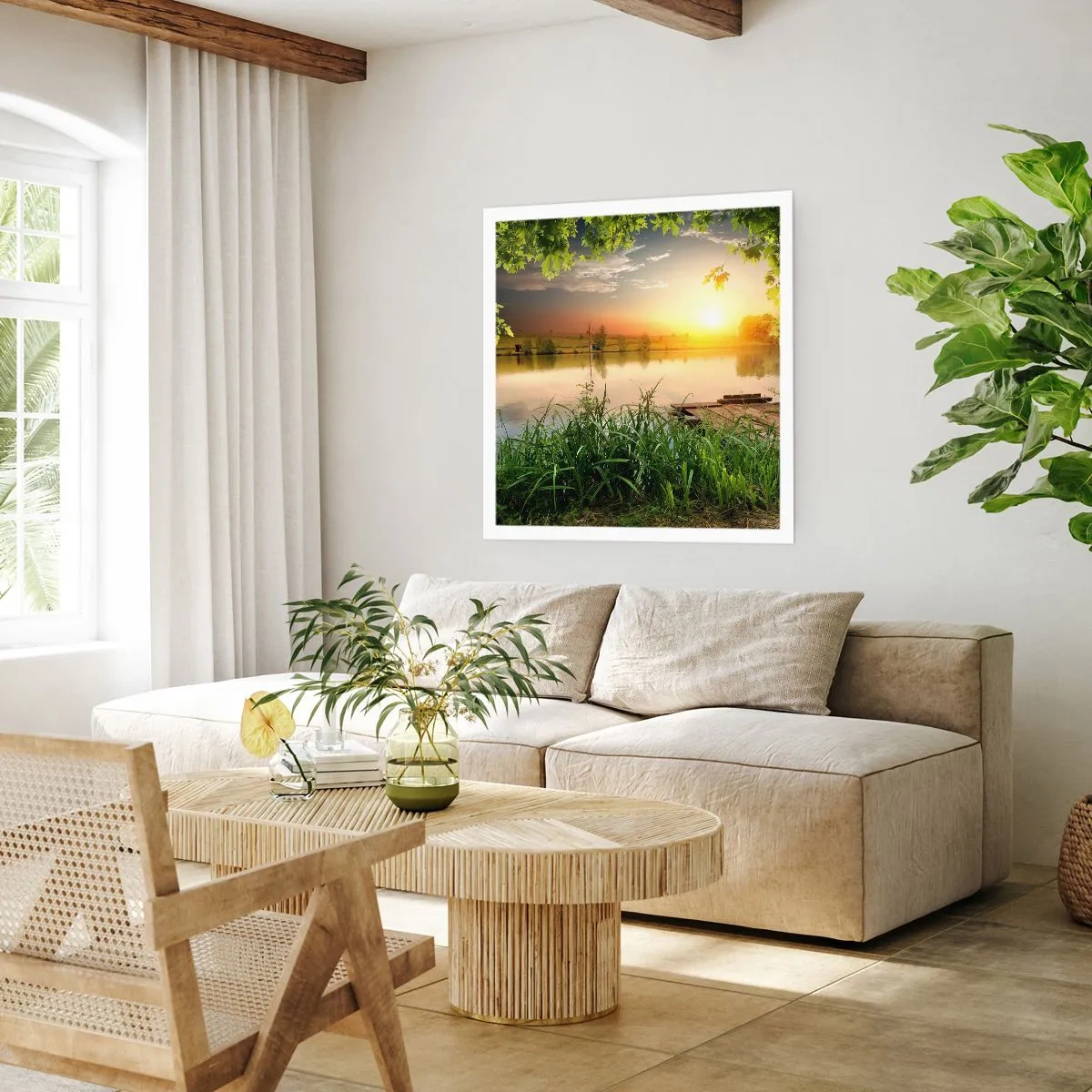 Plakát - Krajina v zeleném rámu - 60x60 cm