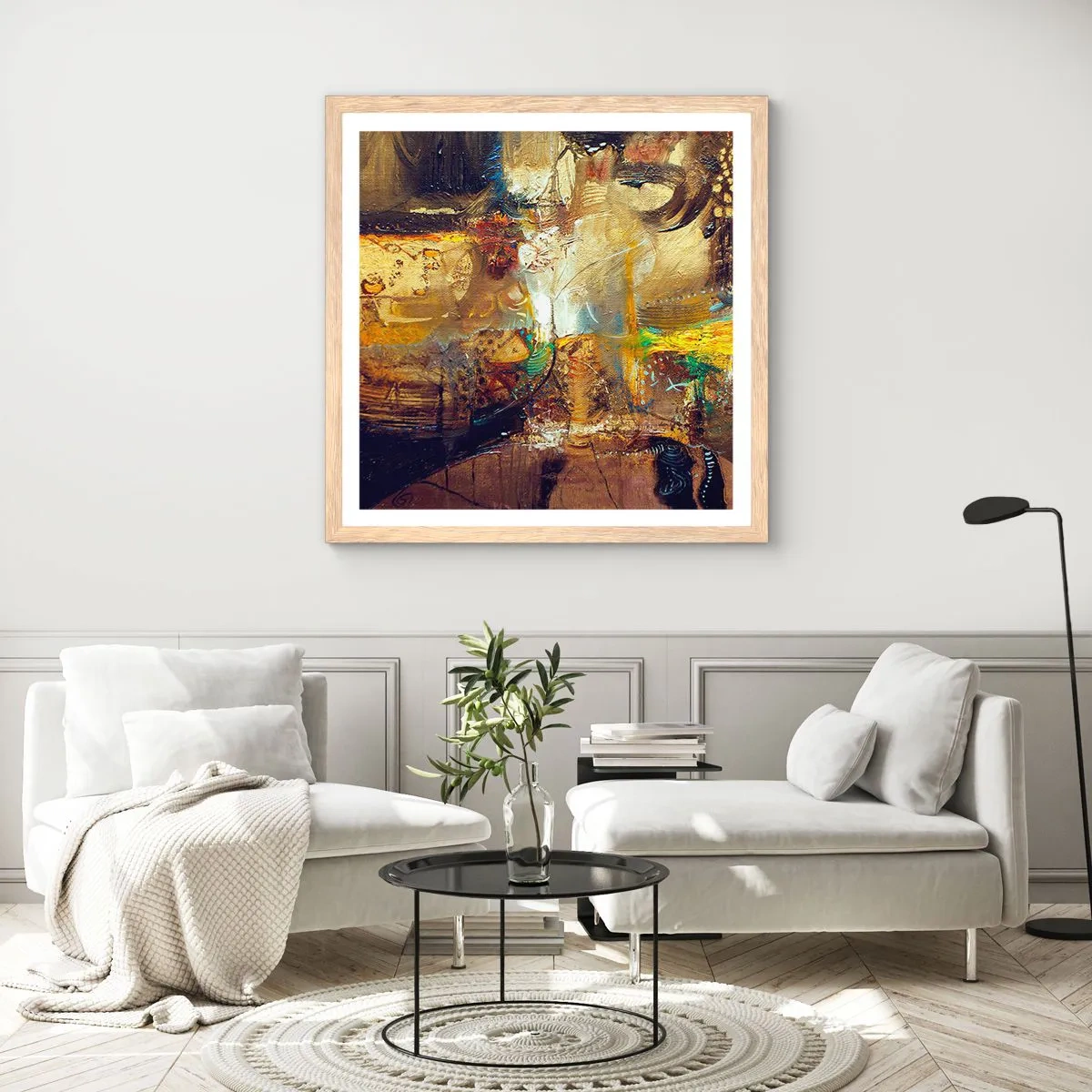 Plakát v rámu světlý dub - Zima, tepleji, horko - 60x60 cm