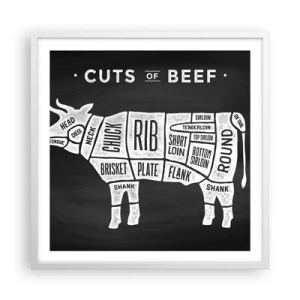 Plakát v bílém rámu - Slabikář řezníka - 60x60 cm