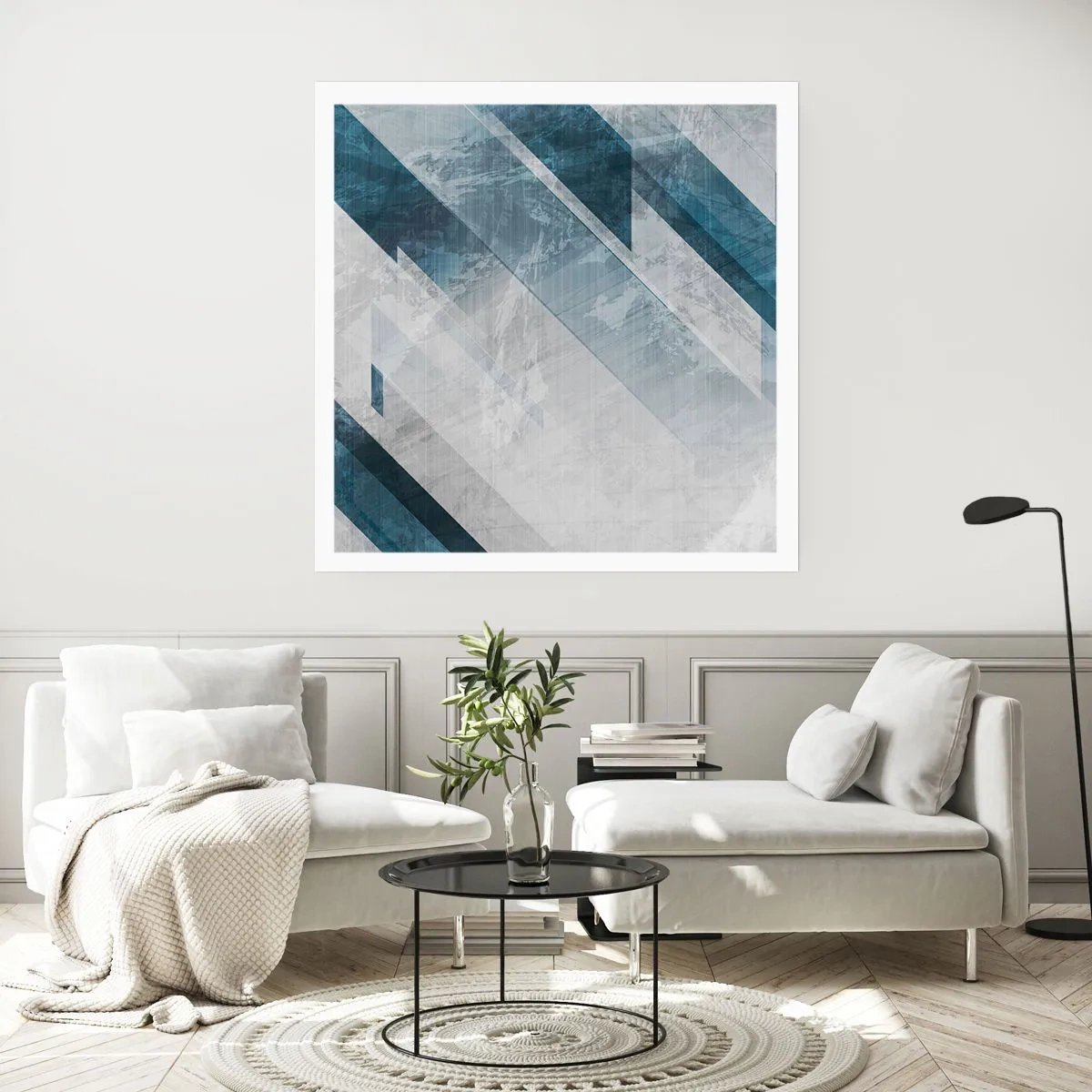 Plakát - Prostorová kompozice – pohyb šedé - 60x60 cm