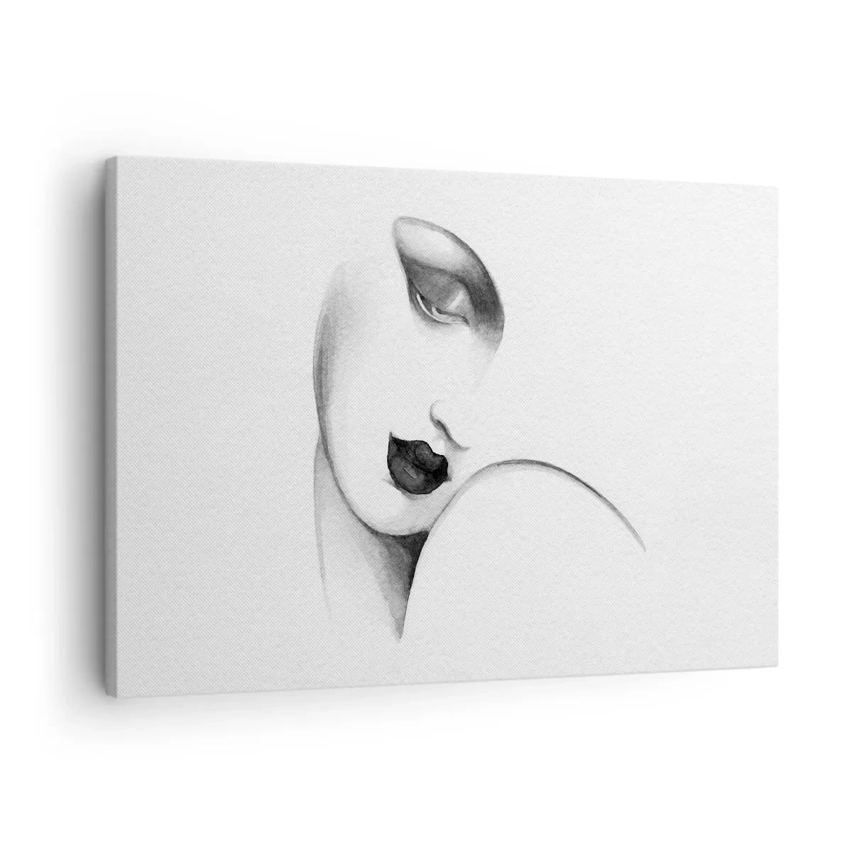 Obraz na plátně - Jemný portrét ženy v monochromatickém stylu - 70x50cm - Ve stylu Lempické - Moderní nástěnná dekorace do obývacího pokoje a ložnice ARTTOR