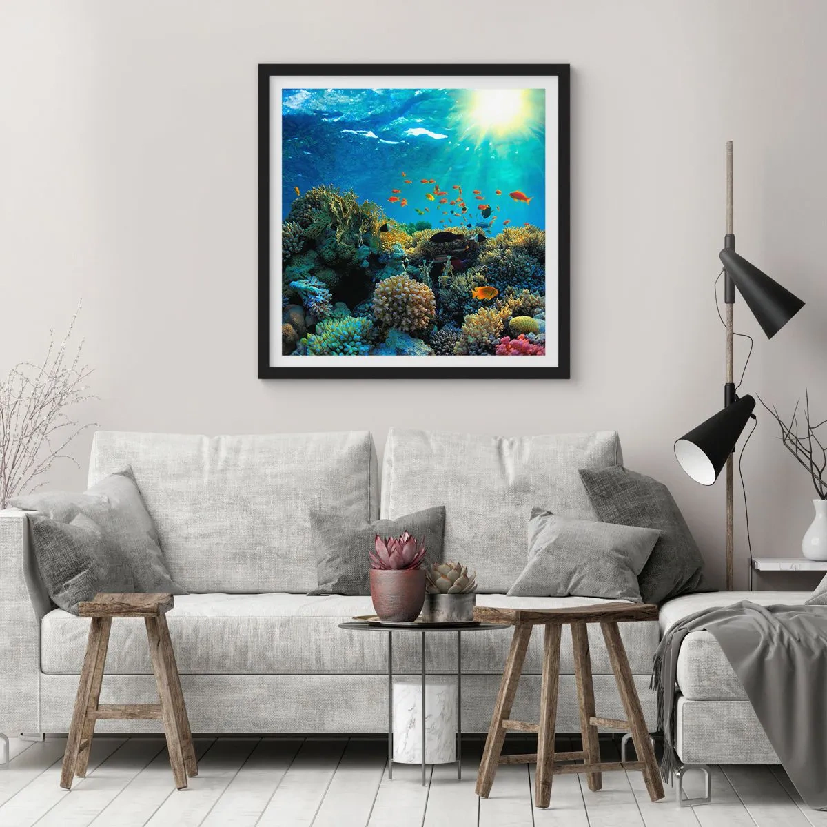 Plakát v černém rámu - Podvodní poklady - 60x60 cm