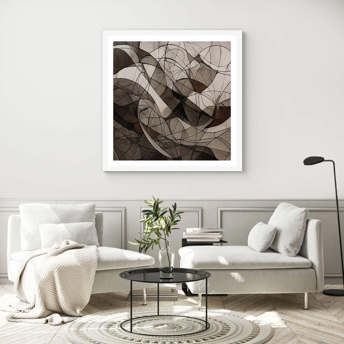 Plakát v bílém rámu - Oběh barev Země - 50x50 cm