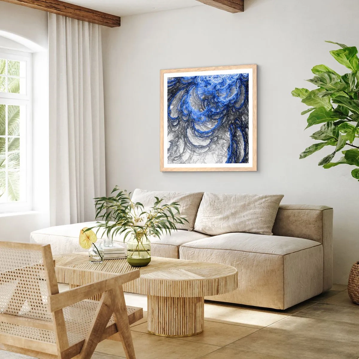 Plakát v rámu světlý dub - Zrod vlny - 40x40 cm