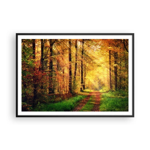 Plakát v černém rámu - Lesně-zlaté ticho - 100x70 cm