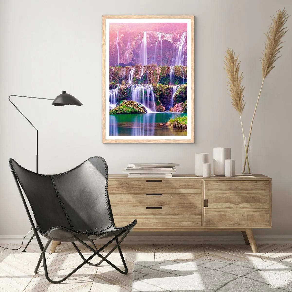 Plakát v rámu světlý dub - Schody do nebe - 61x91 cm