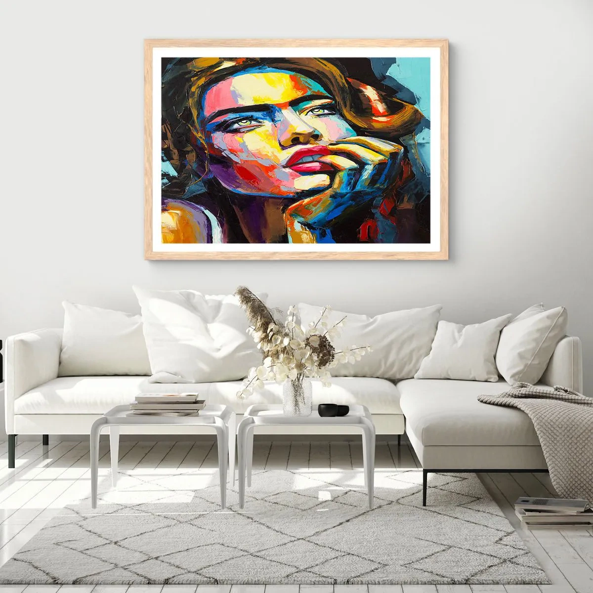 Plakát v rámu světlý dub - Sny, jak ptáci letí oblohou - 70x50 cm