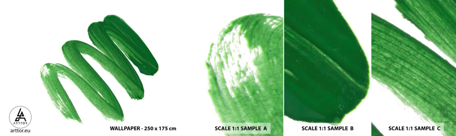 Fototapeta Vzorek Standard Eco - Zelený žert - Malovat, Minimalismus, Abstrakce - 100x30 cm