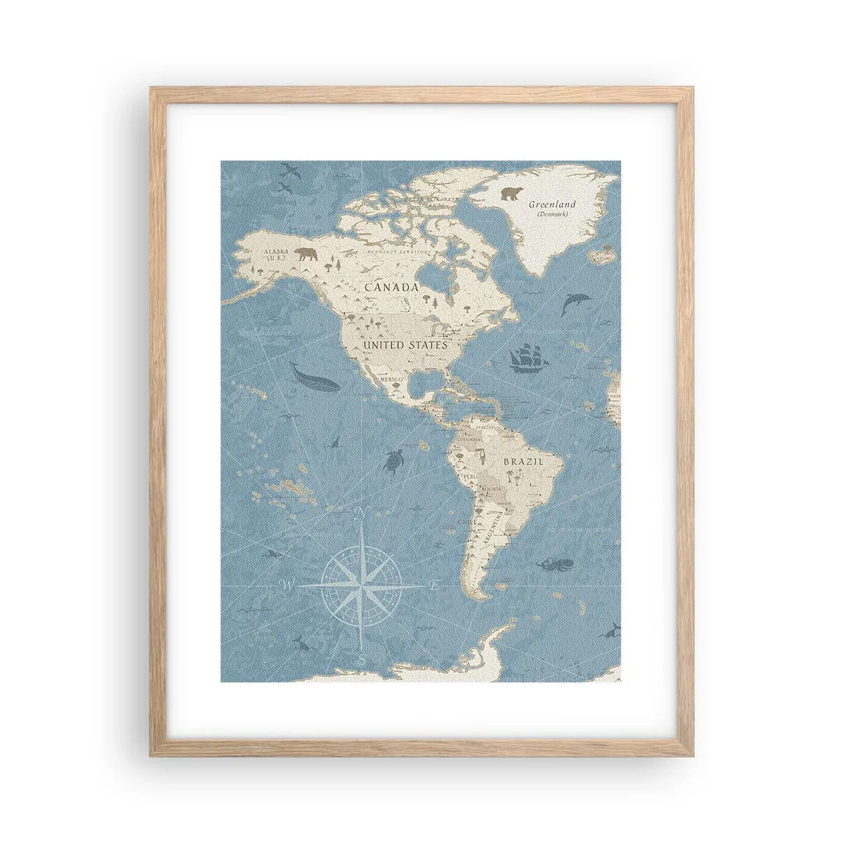 Plakát v rámu světlý dub - Svět na dosah ruky - 40x50 cm