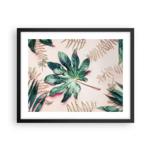Plakát v černém rámu - Studie zelené na růžovém pozadí - 50x40 cm