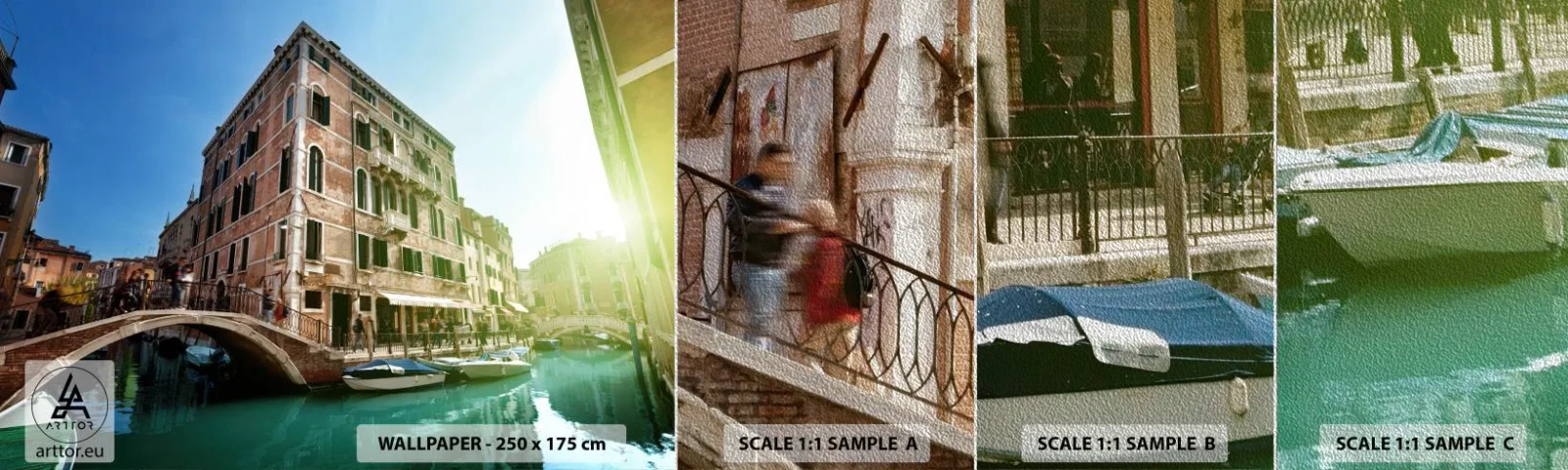 Vzor Fototapety Premium Sand - Benátky - Amore Mio - Město, Benátky, Gondoly - 100x30 cm