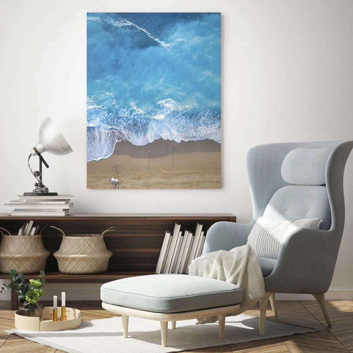 Obraz na skle - Síla modři - 50x70 cm