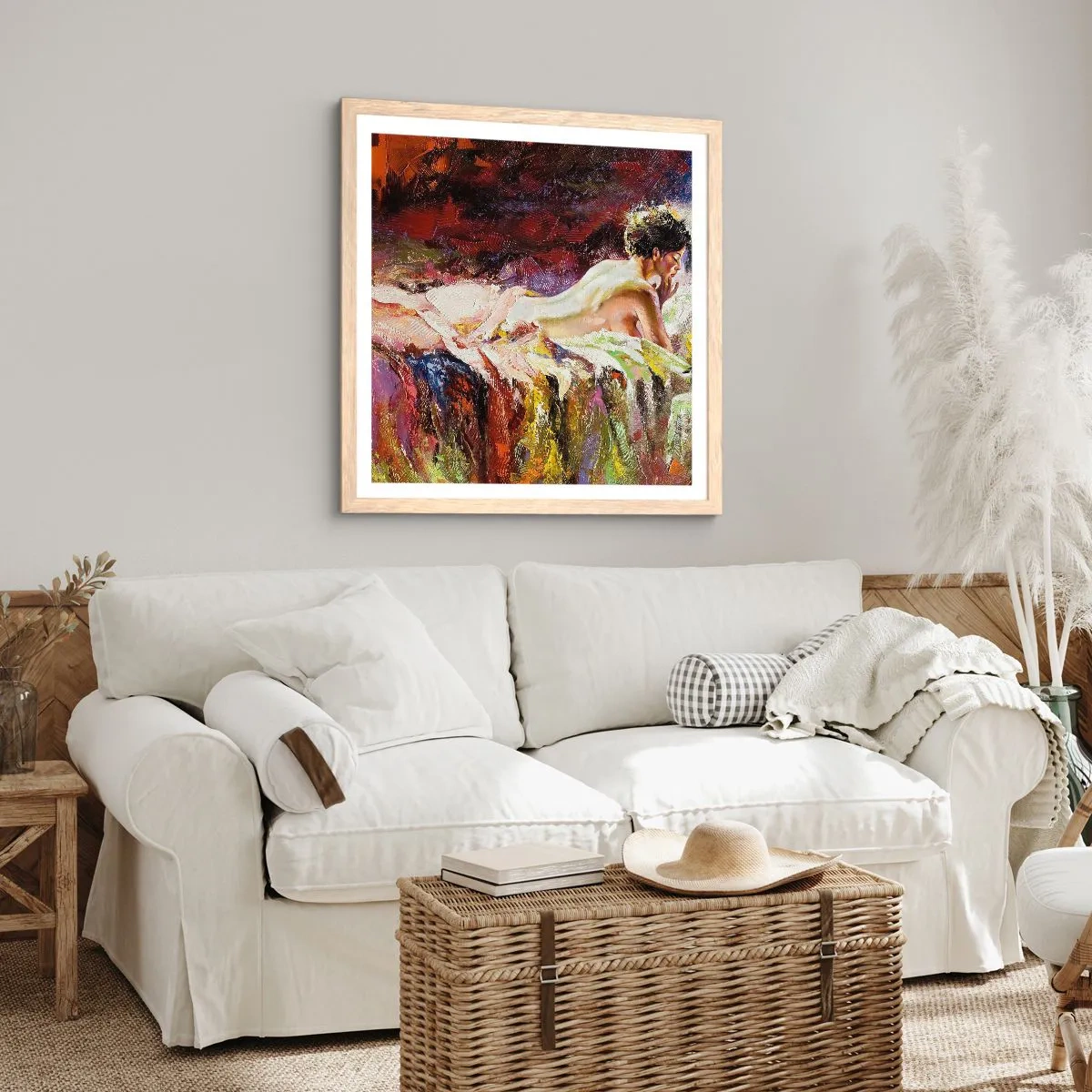 Plakát v rámu světlý dub - Zamyšlená Venuše - 40x40 cm