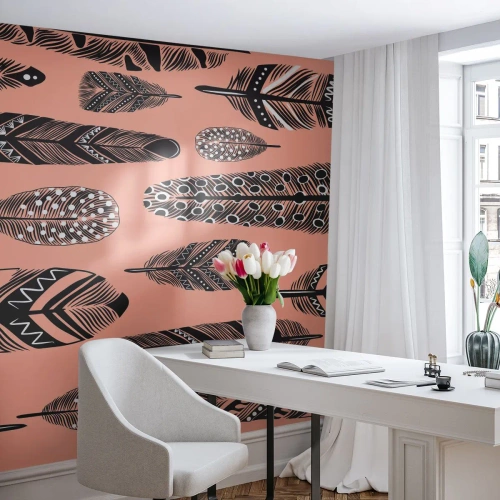 Fototapeta Samolepicí Deluxe Sticker - Indiánská kolekce - Abstrakce, Peří, Boho - 100x70 cm