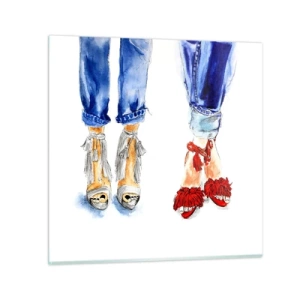 Obraz na skle - Možná bychom šli na procházku? - 30x30 cm