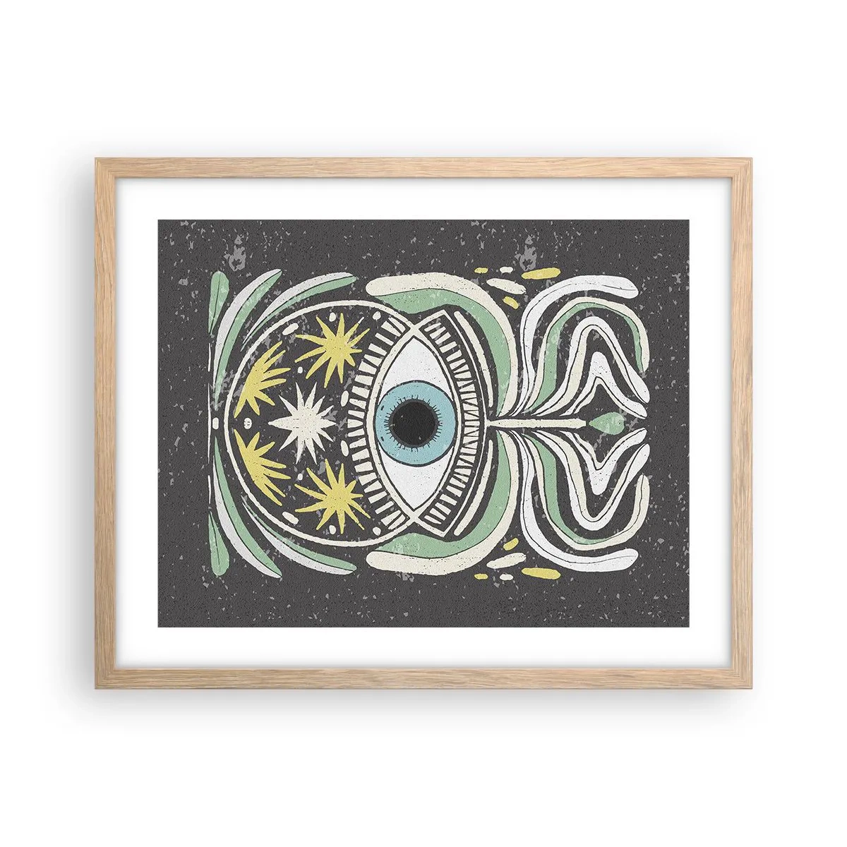 Plakát v rámu světlý dub - Kmenové rituály - 50x40 cm