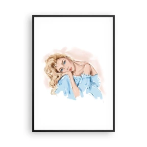 Plakát v černém rámu - Zasněná v modré - 70x100 cm