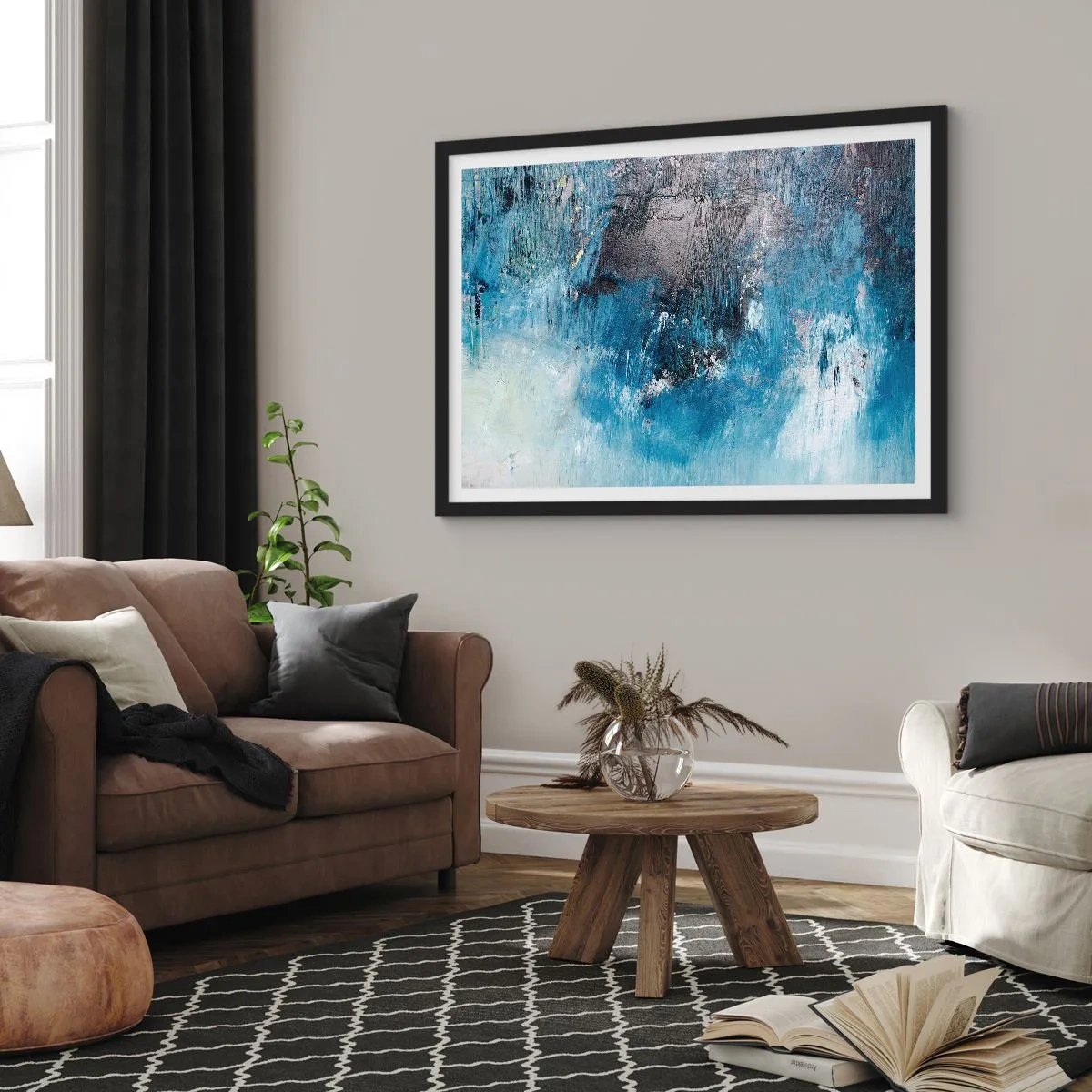 Plakát v černém rámu - Rapsodie v modrém - 70x50 cm