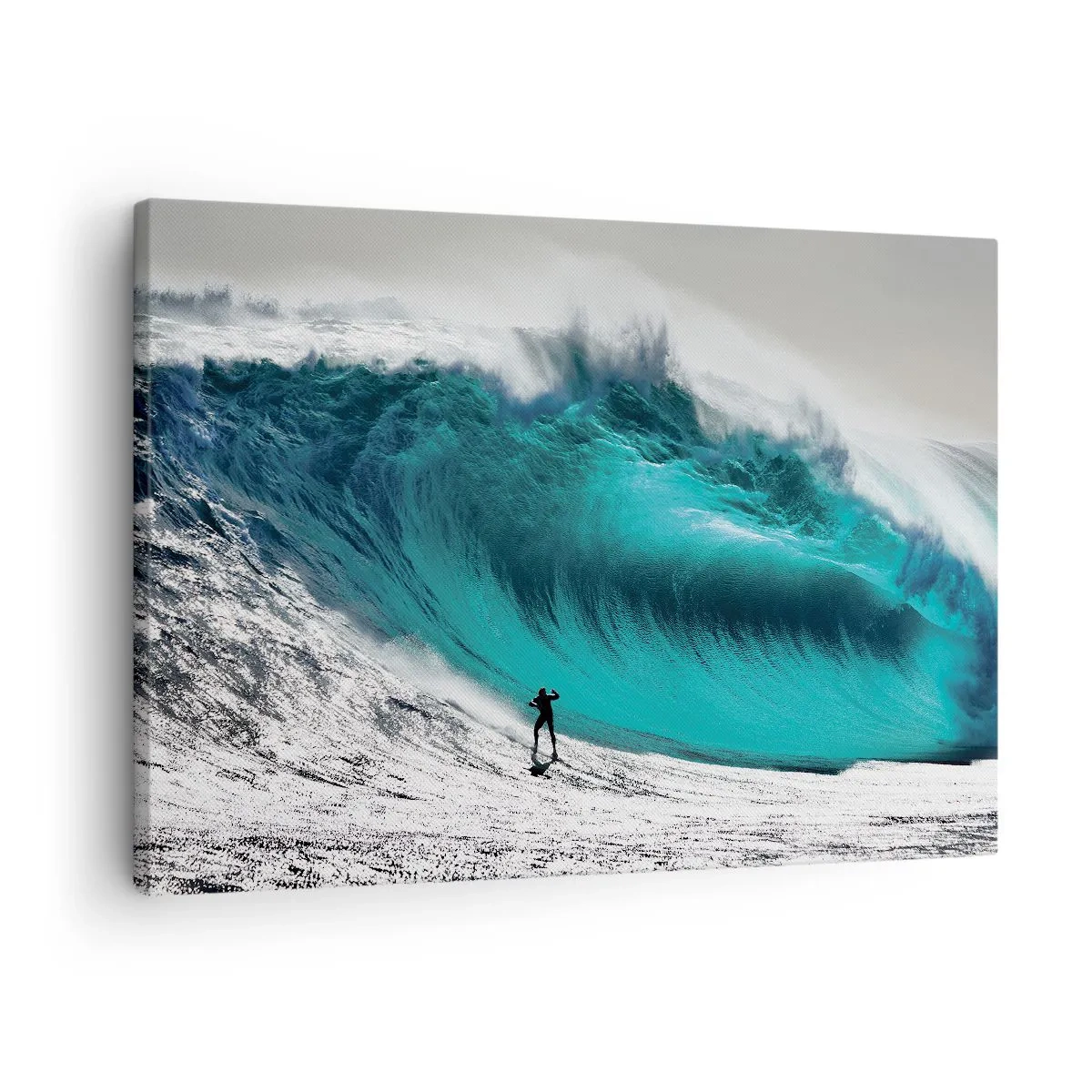 Obraz na plátně - Surfař před obrovskou vlnou - 70x50cm - Výzva přijata - Moderní nástěnná dekorace do obývacího pokoje a ložnice ARTTOR