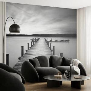Fototapeta Premium Sand - U napajedla – klidu - Krajina, jezero, Dřevěný most - 100x70 cm