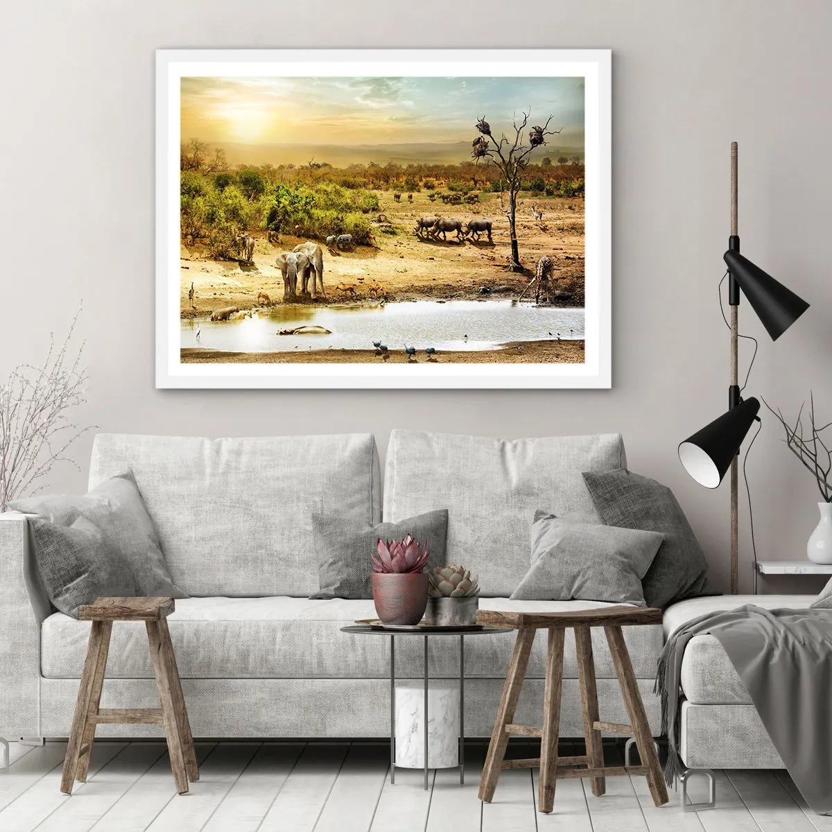 Plakát v bílém rámu - „Z ráje opět pramenila řeka…“ - 91x61 cm