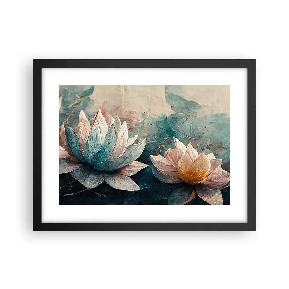 Plakát v černém rámu - Hvězdy a jezero - 40x30 cm