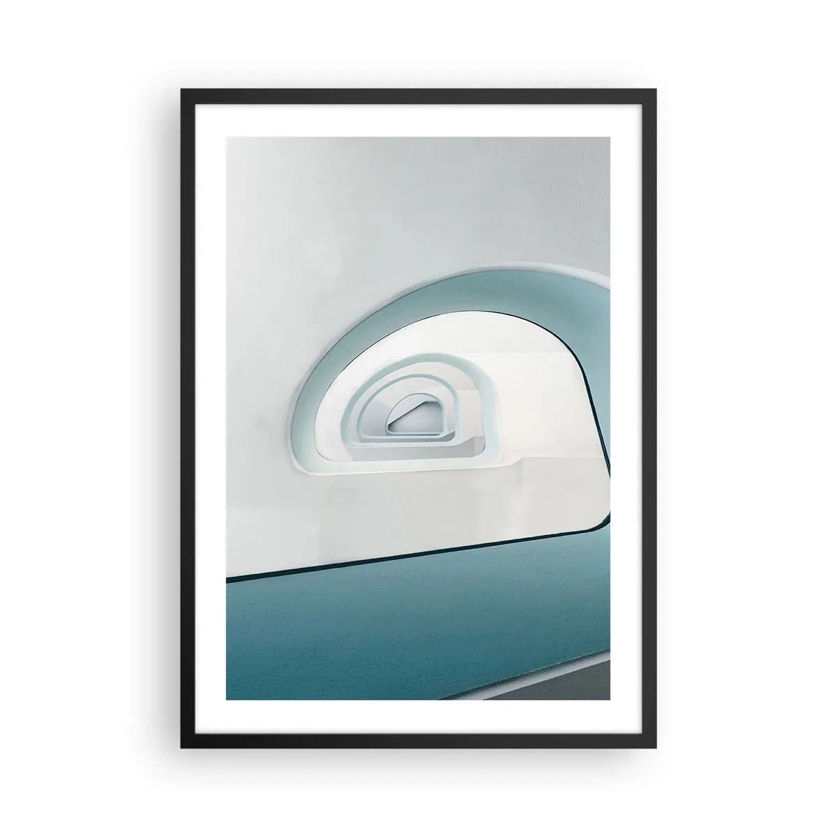 Plakát v černém rámu - Moderní zakřivené linie a architektonické struktury v jasných barvách - 50x70cm - Na dno modré - Moderní nástěnná dekorace do obývacího pokoje a ložnice ARTTOR
