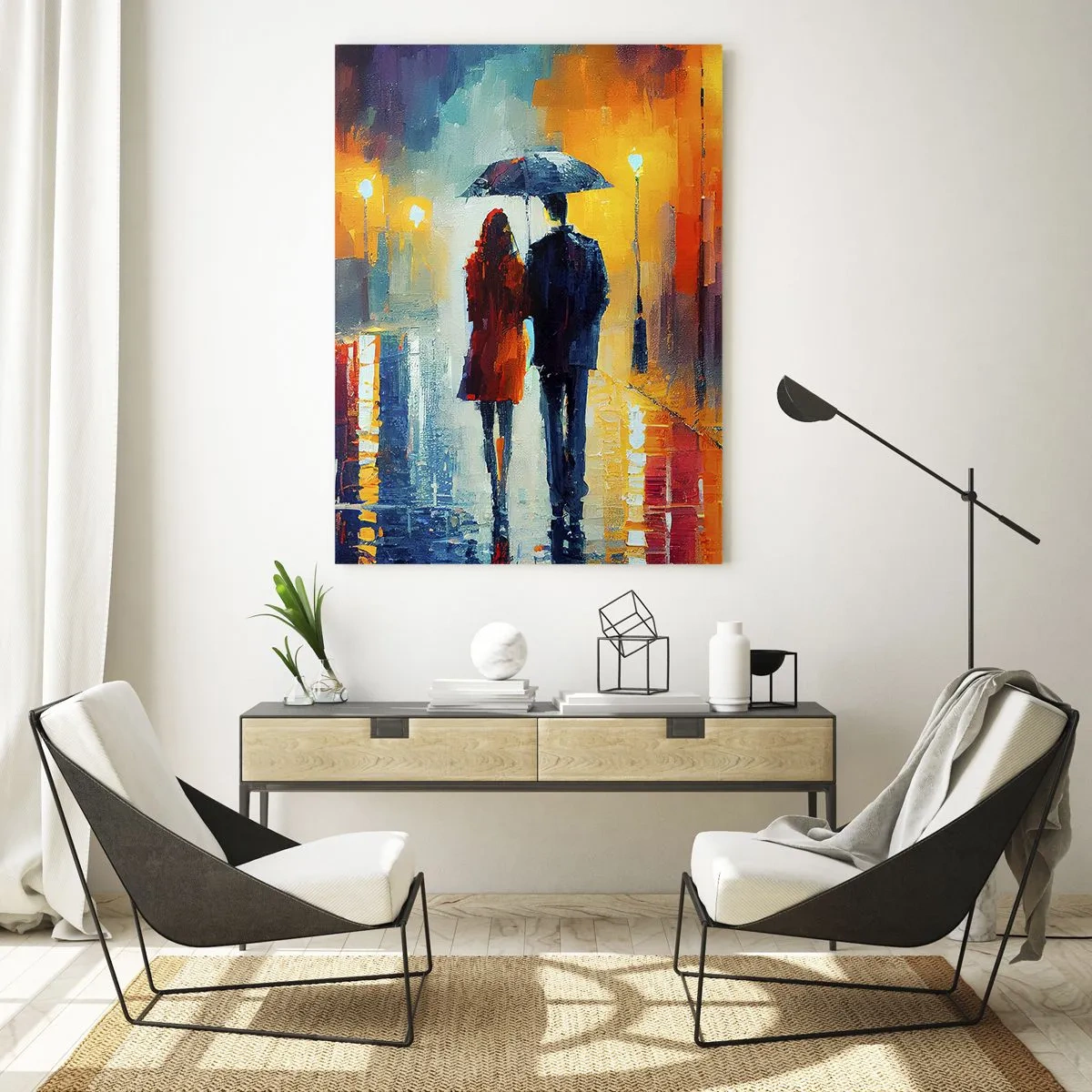 Obraz na skle - Spolu – barevná noc - 50x70 cm