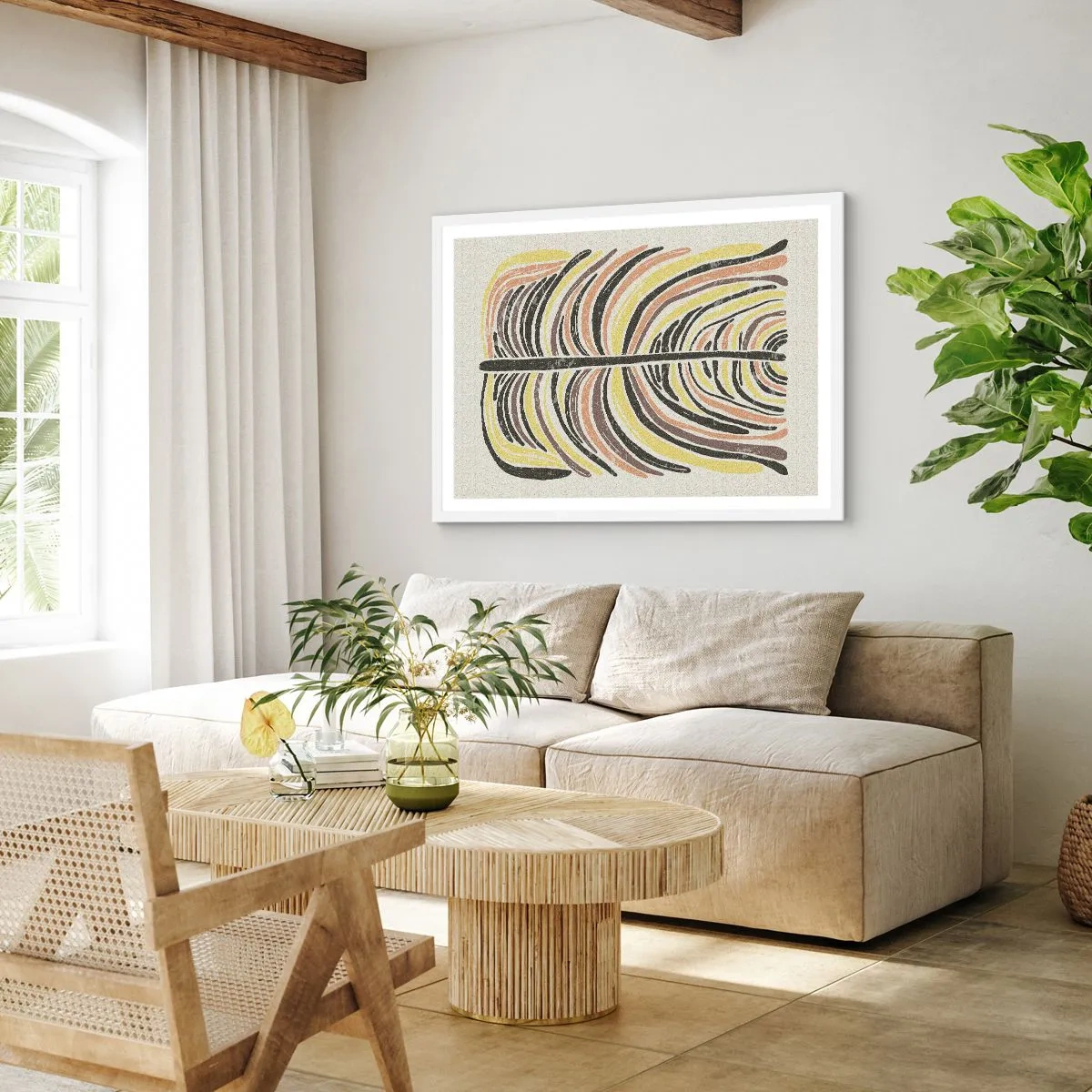 Plakát v bílém rámu - Abstrakce plná života - 70x50 cm