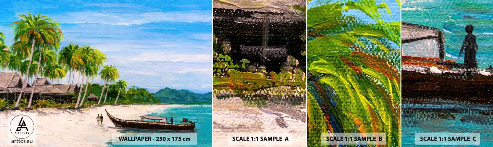 Vzor Fototapety Samolepicí Deluxe Sticker - Exotický sen - Pláž, Exotika, palmy - 100x30 cm