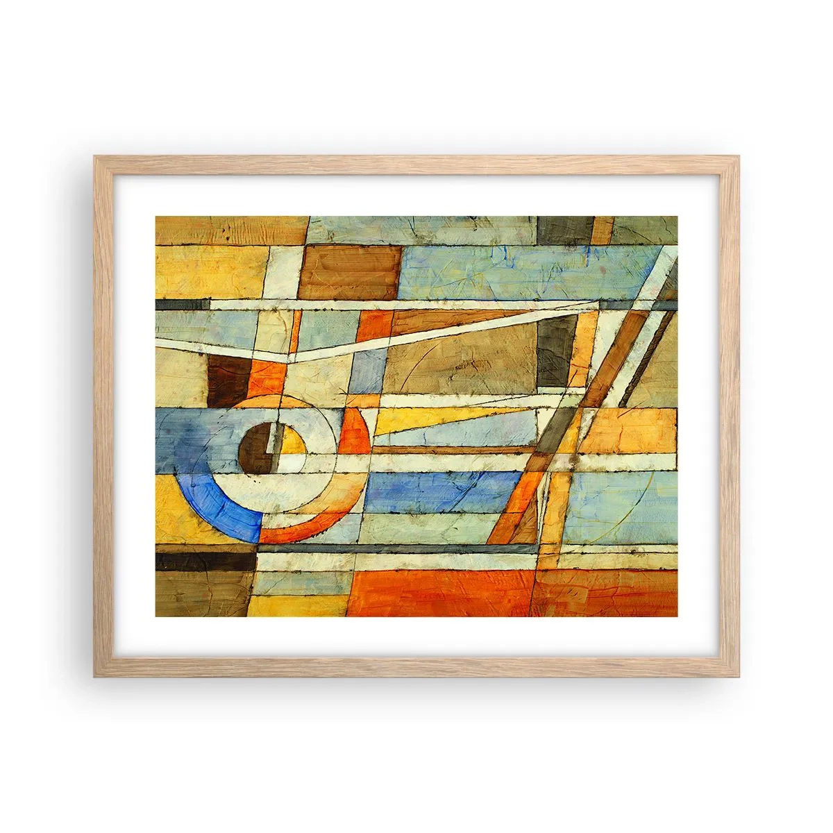 Plakát v rámu světlý dub - Kubismus na stavbě - 50x40 cm