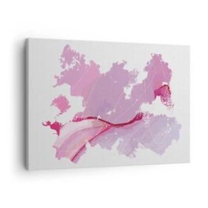 Obraz na plátně - Abstraktní mapa světa v odstínech růžové - 70x50cm - Mapa růžového světa - Moderní nástěnná dekorace do obývacího pokoje a ložnice ARTTOR