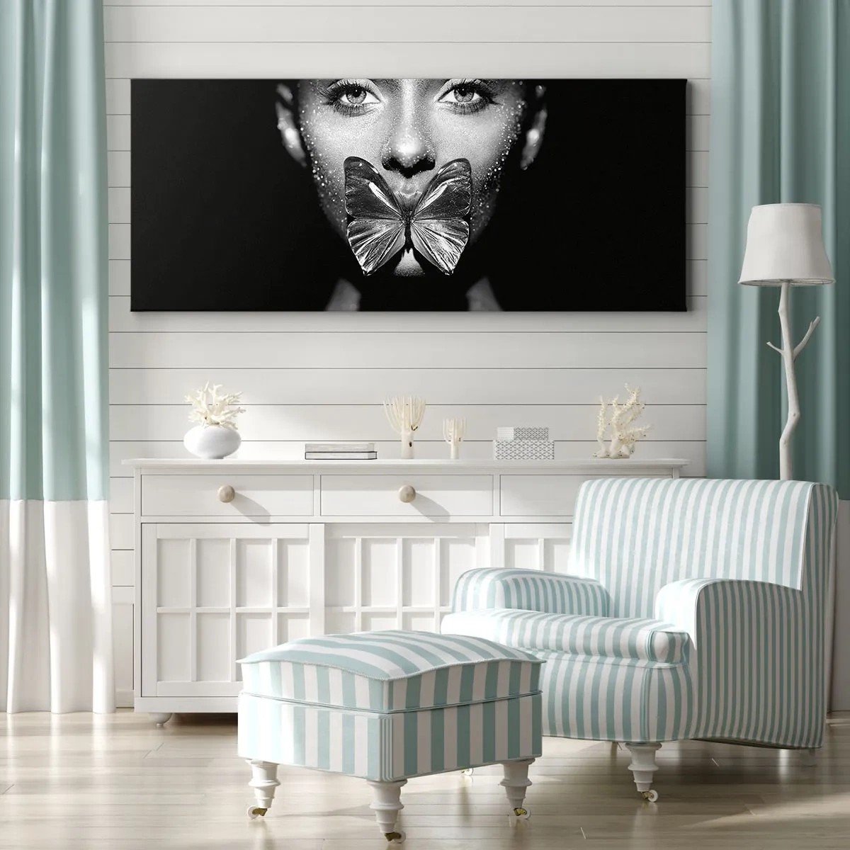 Obraz na plátně - Motýlí polibek - 160x50 cm