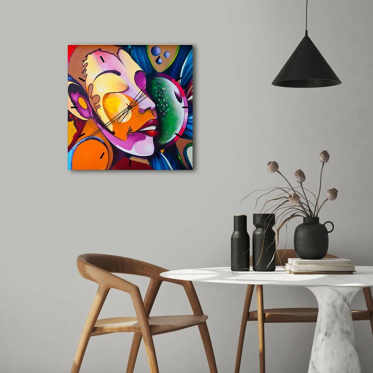 Nástěnné hodiny - Dotknout se barvou - 30x30 cm