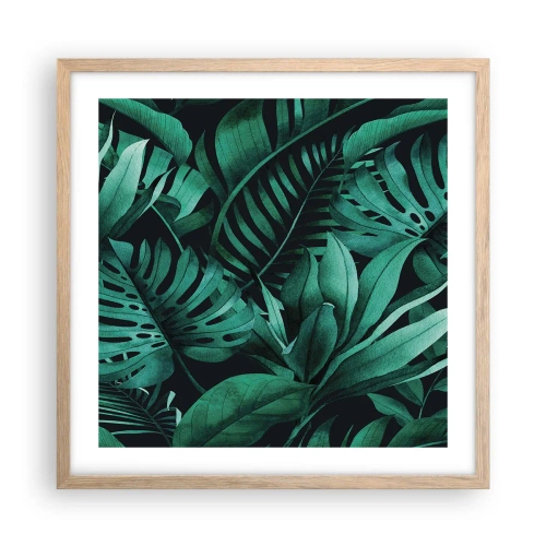 Plakát v rámu světlý dub - Hloubka tropické zeleně - 50x50 cm