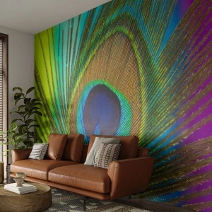 Fototapeta Premium Canvas - Tváří v tvář - Abstrakce, Paví peří, Kus - 450x315 cm