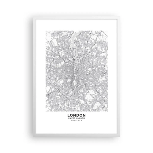 Plakát v bílém rámu - Mapa londýnského labyrintu - 50x70 cm