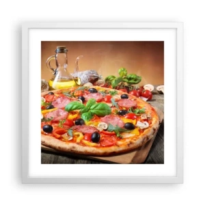 Plakát v bílém rámu - Se skutečně italskou chutí - 40x40 cm