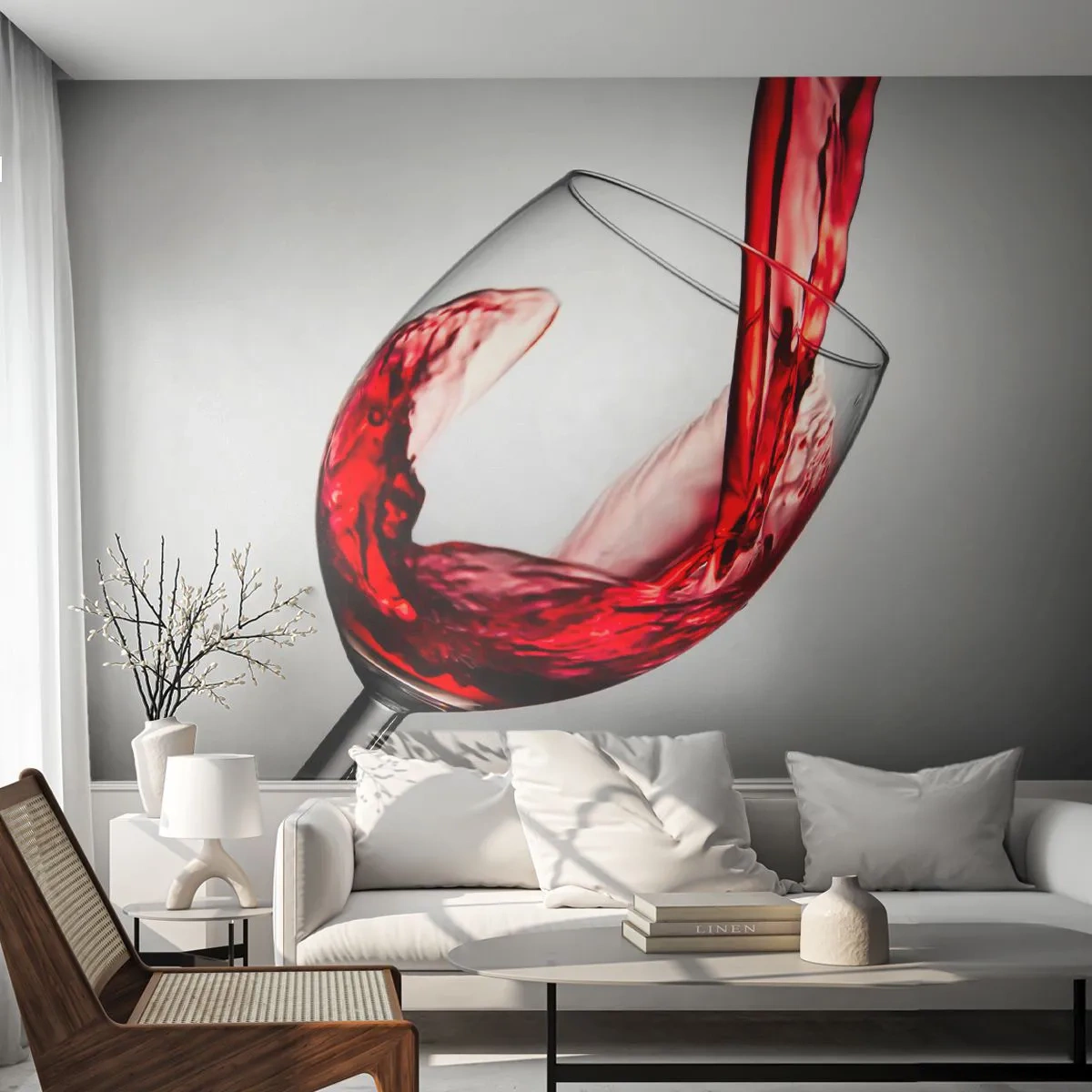 Fototapeta Premium Canvas - Barva - pohyb - zvuk - Sklenice na víno, červené víno, Gastronomie - 250x175 cm