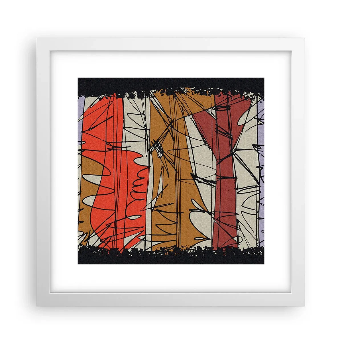 Plakát v bílém rámu - Spontánní kompozice - 30x30 cm