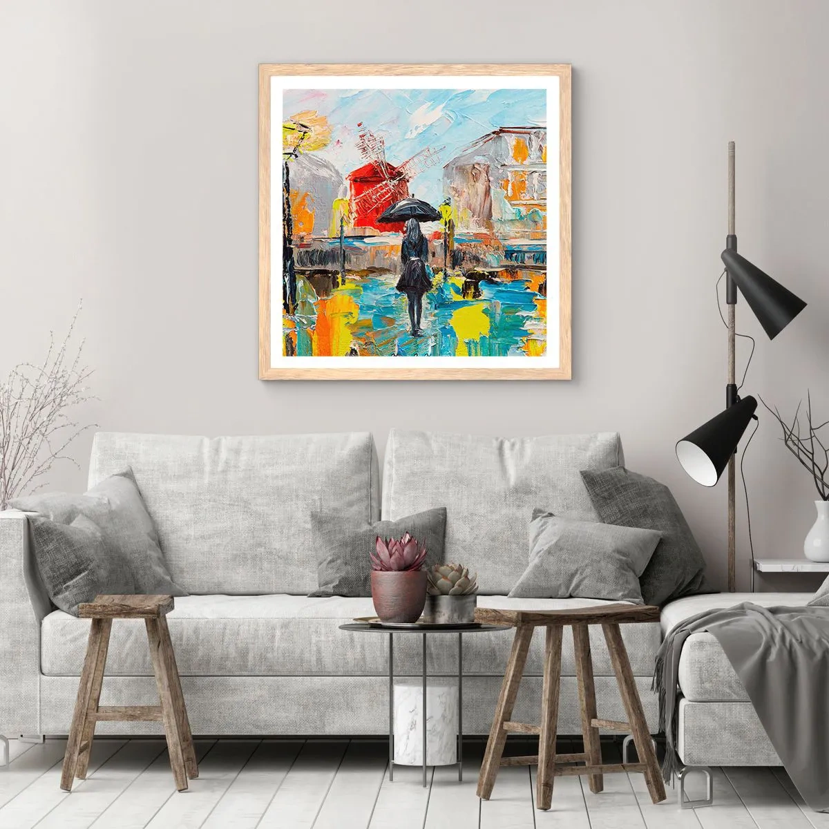 Plakát v rámu světlý dub - Pařížské legendy - 40x40 cm