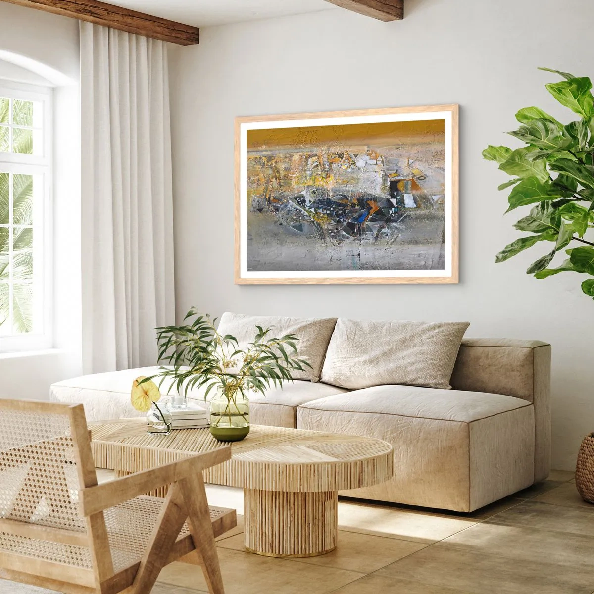 Plakát v rámu světlý dub - Všechno se podaří - 70x50 cm