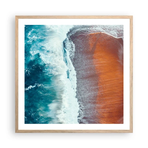 Plakát v rámu světlý dub - Dotek oceánu - 60x60 cm