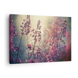 Obraz na plátně - Květiny na slunci na pozadí přírody - 70x50cm - Tajná zahrada - Moderní nástěnná dekorace do obývacího pokoje a ložnice ARTTOR