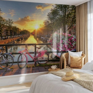 Fototapeta Premium Sand - Jarní ráno v Amsterdamu - Město, Amsterdam, Architektura - 100x70 cm