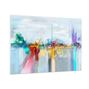 Obraz na skle - Most radosti nad řekou života - 100x70 cm