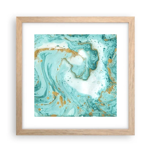 Plakát v rámu světlý dub - Pod velkou vlnou z epochy Edo - 30x30 cm