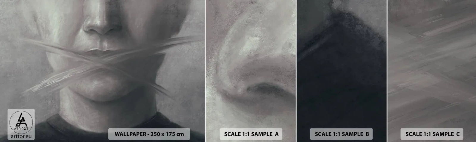 Vzor Fototapety Samolepicí Deluxe Sticker - Ani slovo - Abstrakce, Grafika, Tvář - 100x30 cm