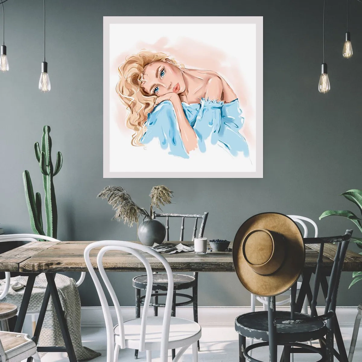 Plakát - Zasněná v modré - 30x30 cm